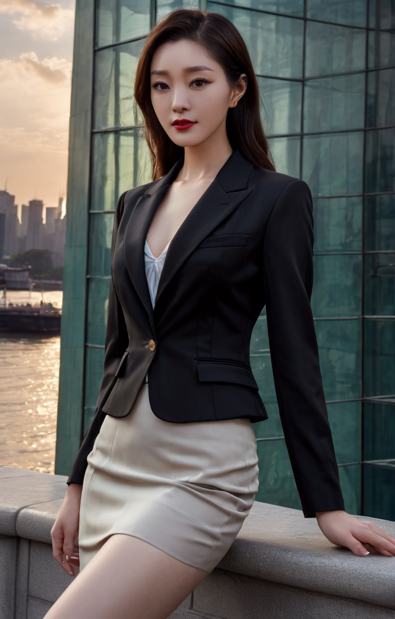 UHD, 4k, ultra detailed, cinematic, a photograph of new york's statue of liberty in the background,(masterpiece,best quality,ultra high res:1.2),(photo-realistic:1.3),(beautiful face,exquisite face,skin texture:1.1),(Classic_black_blazer:1.4),(Pencil_skirt:1.3),(Pointed-toe_pumps:1.2),
side_light,sweet,<lora:songyi_XL_0_-000004:1.1>,
chinese actress,songyi,, epic, beautiful lighting, inpsiring