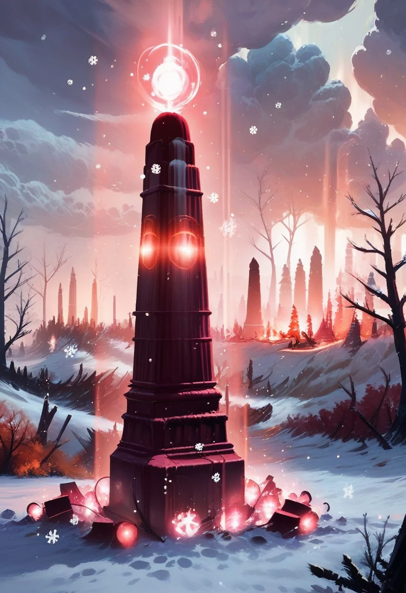 score_9, score_8_up, score_8,
Khrn, tree, glowing, bare tree, pillar, snow