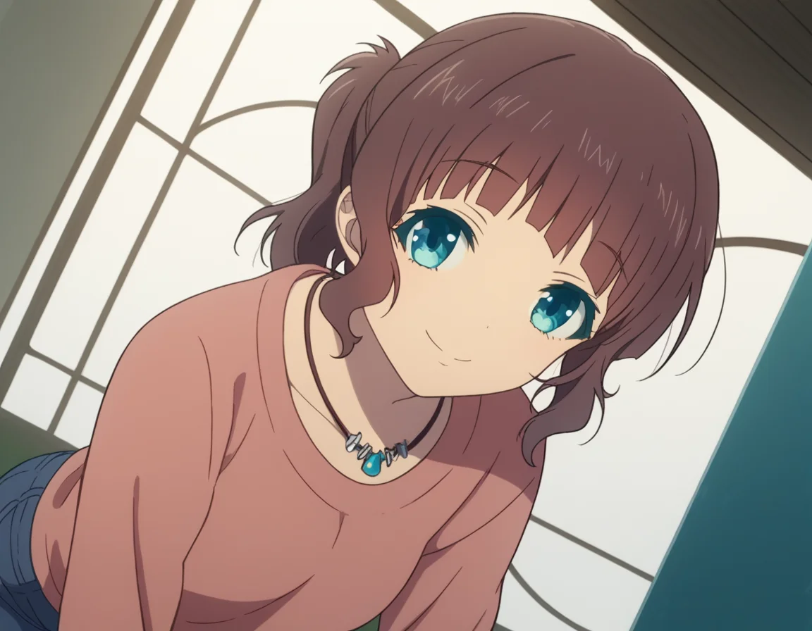 score_9, score_8_up, score_7_up, source_anime,
akarisakishima, <lora:akari-sakishima-s1-ponyxl-lora-nochekaiser:1>,
akari sakishima, short hair, blue eyes, brown hair, ponytail,
jewelry, pants, necklace, denim, collarbone, long sleeves,
indoors, bent over, smile,
looking at viewer, cowboy shot, dutch angle, solo,
