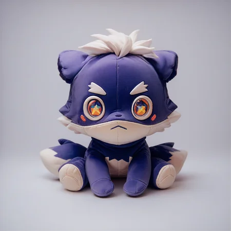 score_9, score_8_up, score_7_up, score_6_up, mikus-furmo, full body, looking at the view, fumo style, sitting, simple background, toys, toys