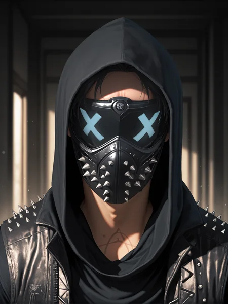 masterpiece, best quality, amazing quality, very aesthetic, absurdres, newest,
<lora:ILWDWren:1.0>
WDWren, solo, 1boy, faceless, mask, hood up, vest, looking at viewer, portrait