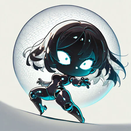 woman,liminal space, Synthesis, Phase Twist, ball joints, mechanical and organic background, contrast of light and dark, surreal atmosphere. action pose, heeled jersey shoes, chibi style
Absurdres, masterpiece, best quality, ultra-detailed, best illustration, natural light, simple background, dynamic lighting, volumetric lighting, dynamic pose, dynamic angle,