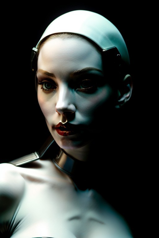 (very beautiful) cyborg woman, 30 years old, (beautiful:1.75), (very pale skin:1.35), (gothic makeup:0.99), (Red Lipstick:1), (anime:0.35), (oval face:0.25), (top model), (((body parts are made of metal))), (metal mask:0.10), (Halloween), (night), (noir) (front view:1.25), (elegant), 10 minutes before the world will end, (back light),  hyper-realistic, (ultra-detailed:1), (insanely detailed:1), 4k, (realistic), 8k, shot on portra 400, (((masterpiece))), (perfect composition:1.55), (best quality), (HD), (style of Leonardo Da Vinci:0.10), style of Caravaggio, (Perfect hand), Hand, (detailed hand)