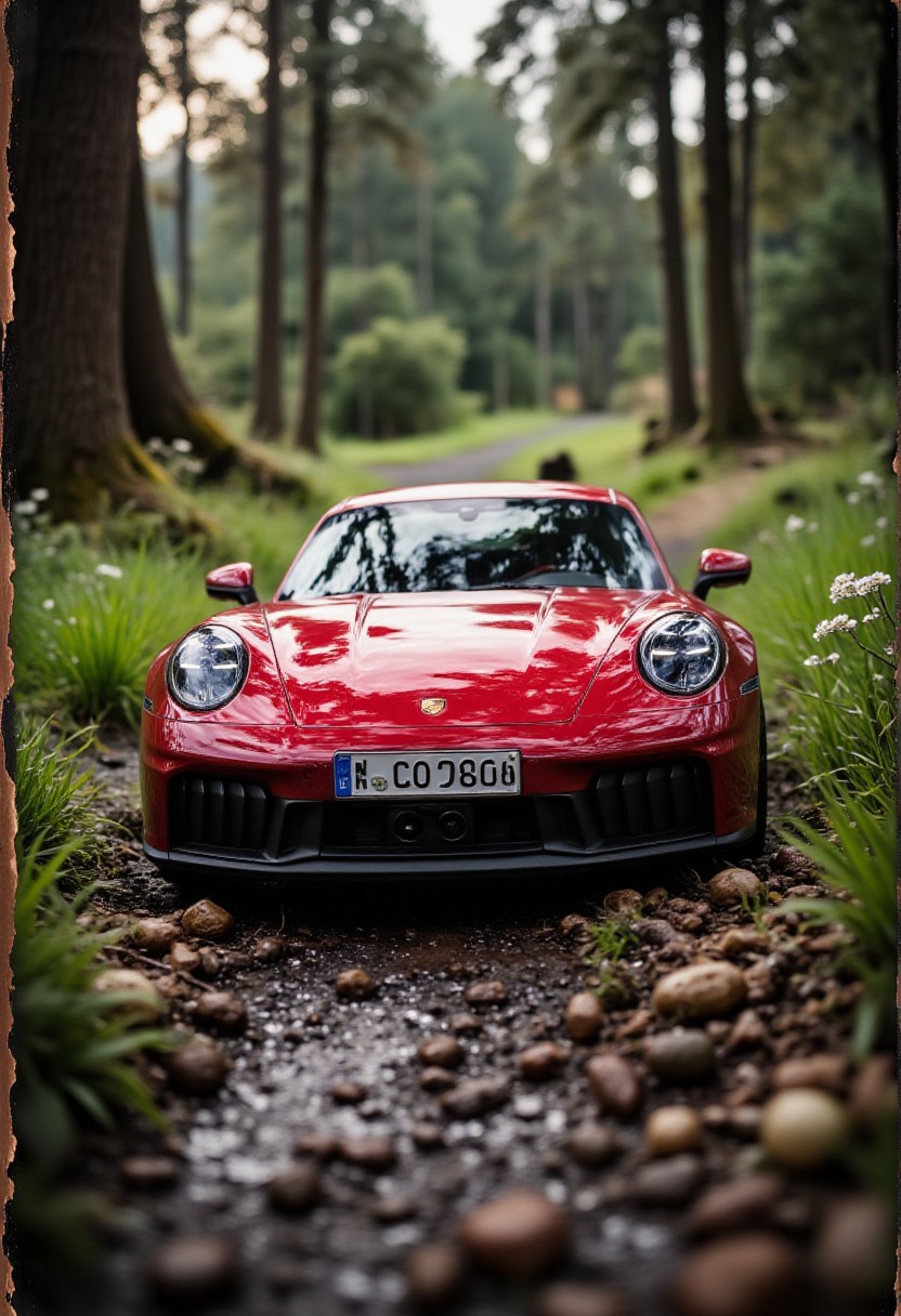 unique and crazy camera angle, (masterpiece:1.4), professional photo, close-up a Porsche 911 GTS miniature car in mud, numberplate reads "CIVIT", forest path (grass, water), dramatic, (natural light:1.2), amazing depth of field, shot on Lumix GH5 (cinematic bokeh , dynamic range, vibrant colors)
detailmaximizer,gaming, magic bronze frame merging into image,