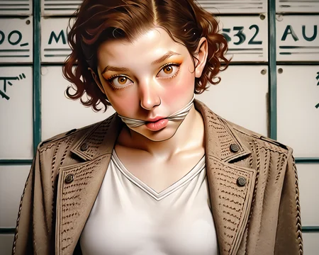 score_9,score_8_up,source_cartoon,rating_explicit,
<lora:VeeXL2:1.1>,1girl,isolation,public humiliation,Holding an imaginary book, eyes scanning its invisible pages, she radiates knowledge and deep thought,pinup photoshoot,((brown eyes:1.9)),tattoo,small nose,shiny_skin,inverted triangle face,slender face,teeth,tongue,fair_skin,anime_style_blush,nose_blush,thick lips,puffy lips,navel,midriff,see-through,shorts, open,panty gag,(groin,groin tendon),(makeup,eyeshadow,mascara,lip-gloss),medium breasts,detailed crease,pores,wavy hair,bokeh,contour_deepening,long_eyelashes,Pouted lips,eyelashes,detailed hair,deep hair,deep texture,blurry bus stop,colorful,subsurface_scattering,Volumetric Lighting,(Short, beachy waves,Sequin Blazer,homburg),<lora:RockwellPonyXL:1>,rockwellponyxl,evening_post,vintage_illustration,