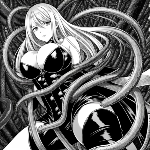 gothic monstrous humanoid creature with tentacles growing from its body, sharp focus, 4k, art by art by EMB_rfktrbwmnga-14500