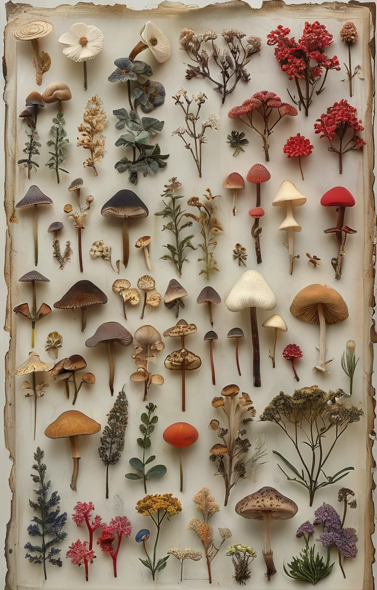 masterpiece,best quality,<lora:tbh229-sdxl:0.9>,Herbarium,mushroom,