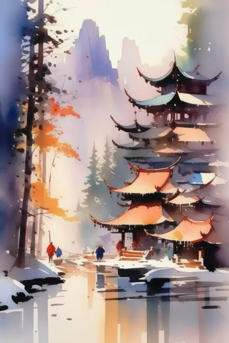 <lora:Thomas Schaller Style:1>Thomas Schaller Style - by Stephen Quiller, watercolor style,in style of watercolor painting
