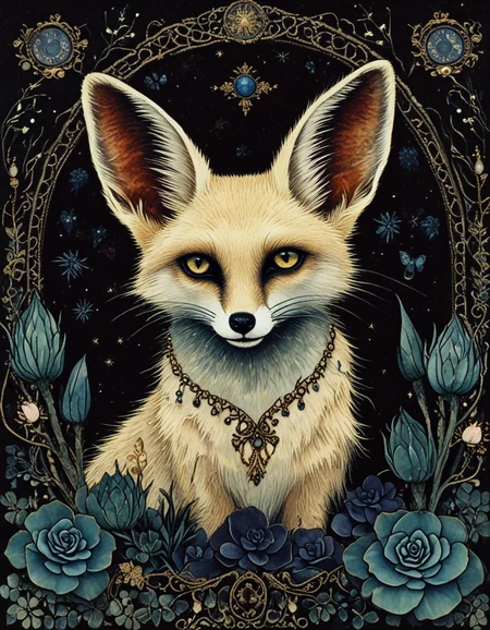 novuschroma style fennec fox with succulents art nouveau by harry clarke <lora:124_novuschromaSXL_a4:1>, <lora:sdxl_lightning_8step_lora:1>