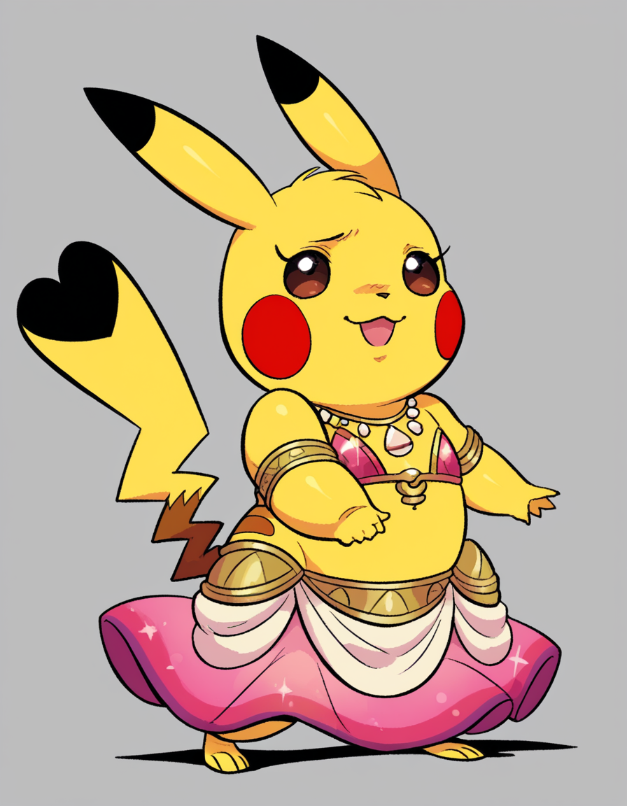 zPDXL, score_9, score_8_up, score_7_up, score_6_up, score_5_up, source_anime, 4k, absurdres, 1girl, solo, 
<lora:Cosplaychu_v1-1-20:0.8>, cosplay pikachu, pokemon \(creature\), pikachu ears, pikachu tail, feral, eyelashes, shortstack, flat chest,
rio carnival dancer wearing a pink glittering bikini top, high-waisted carnival skirt, feathered wings, colorful stilettos, bright red lipstick sequined armbands,bejeweled necklace,,