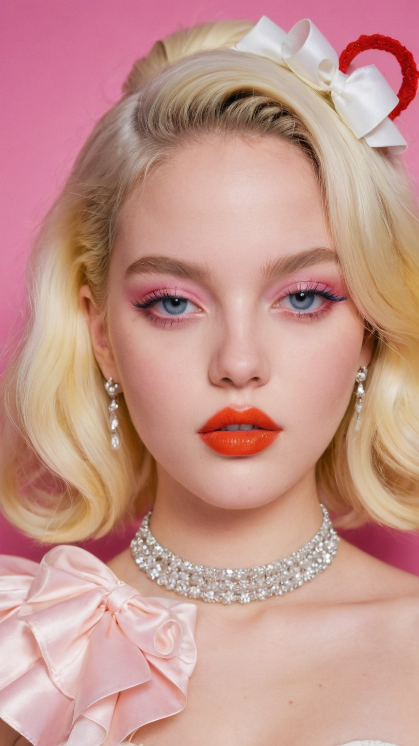 detailed portrait Photo of a beautiful 20yo woman who is an instgram influencer, detailed rich background by Miles Aldridge