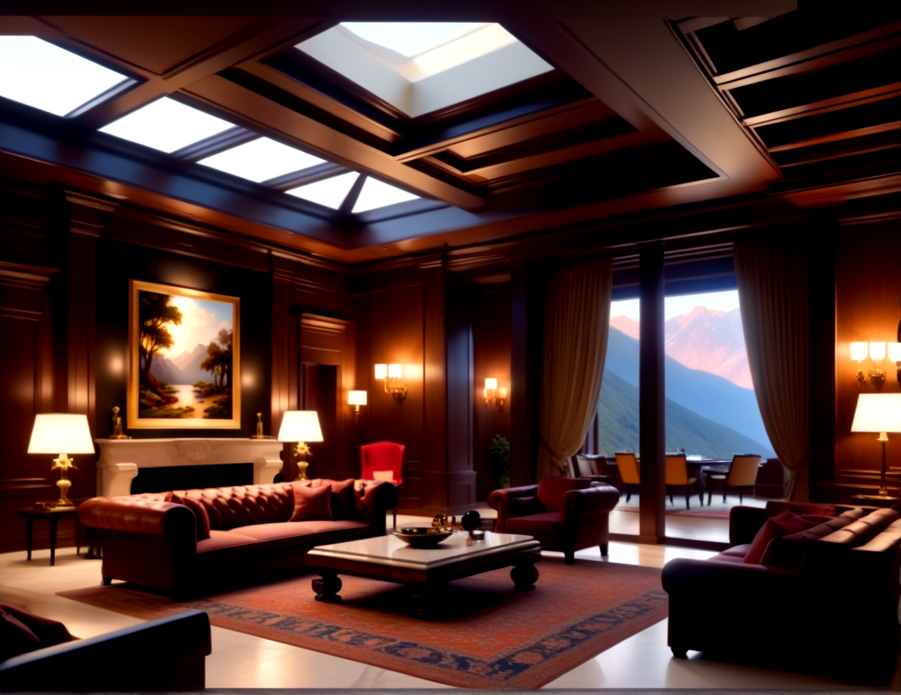 score_9, score_8_up, score_7_up,
<lora:Authoritarian_Interior_(Architecture)_(SDXL)_(AD):1> Authoritarian Interior, interior design, architecture, limestone, marble, wood, coffered ceiling, floor to ceiling windows, large windows, penthouse, living room, great room, dining room, bedroom, hotel room, fireplace, 
8K, In'ei, chiaroscuro, volumetric lighting, perfect depth of field shot, 8K CGI render, beautiful, subsurface scattering, photographic realism, asymmetric viewpoint, off center perspective, art by Thomas Kinkade, 
BREAK zPDXL, zPDXLxxx,  <lora:wowifierXL:0.2> art by mooncryptowow <lora:sdxl_lightning_8step_lora:0.4> <lora:detailed_notrigger:0.5>