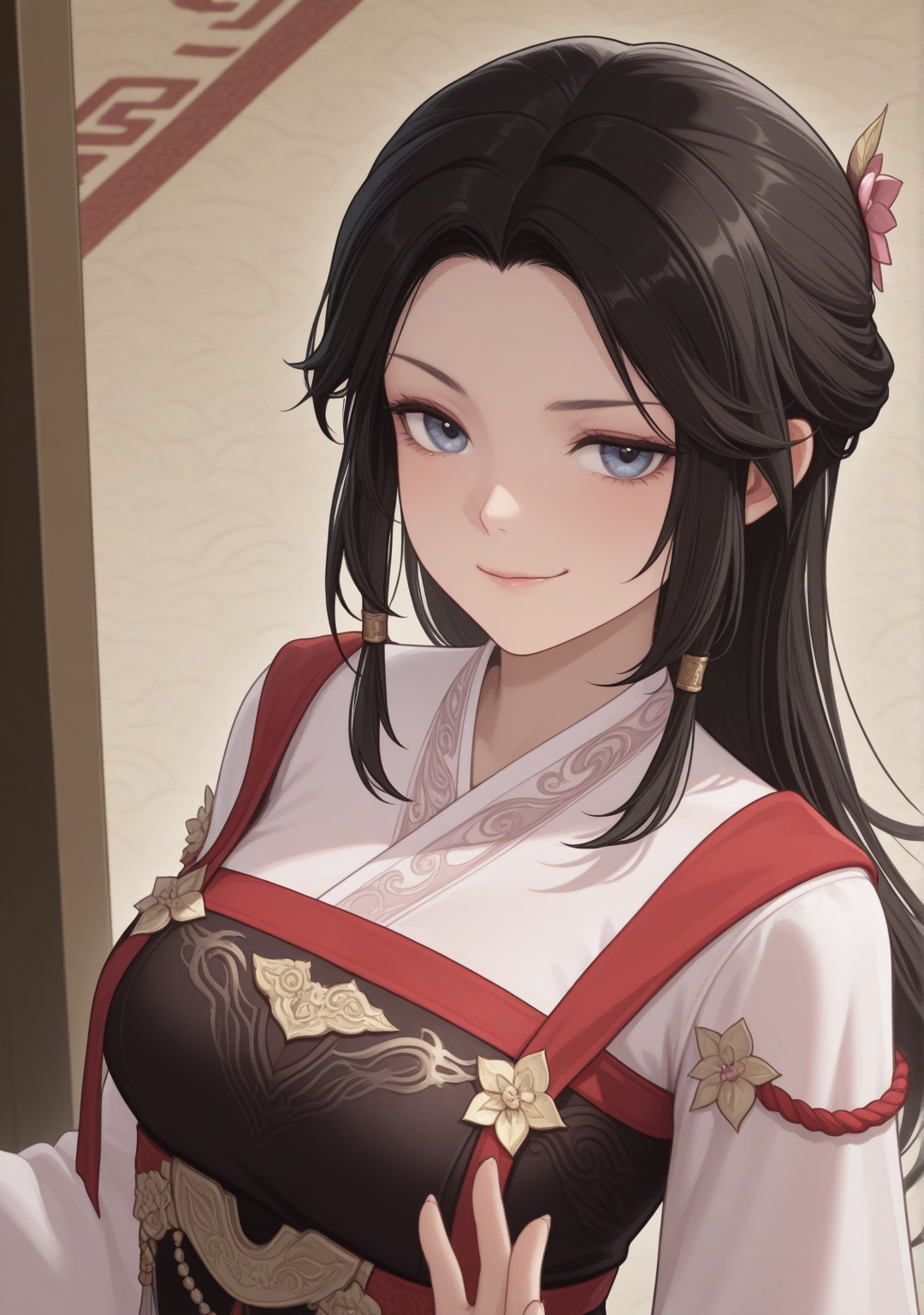masterpiece,best quality,amazing quality,
1girl,looking at viewer,<lora:lingshuxiu2:1>,lingshuxiu,smirk,