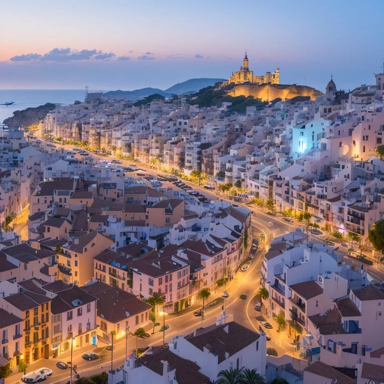 highly detailed evening cityscape of Ibiza, Spain, hd, trending on artstation, volumetric lighting, dof, <hypernet:longexposure:1>