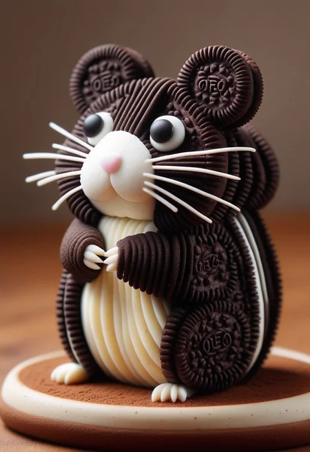 Creamy Cookie ,a hamster made of creamy cookies, colorful cookies,masterpiece, best quality, amazing quality, very aesthetic,