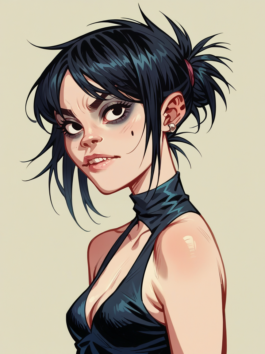 score_9, score_8_up, score_7_up, score_6_up, score_5_up,  <lora:H3wl3ttXLP:1> h3wl3tt, 1girl, black hair,
