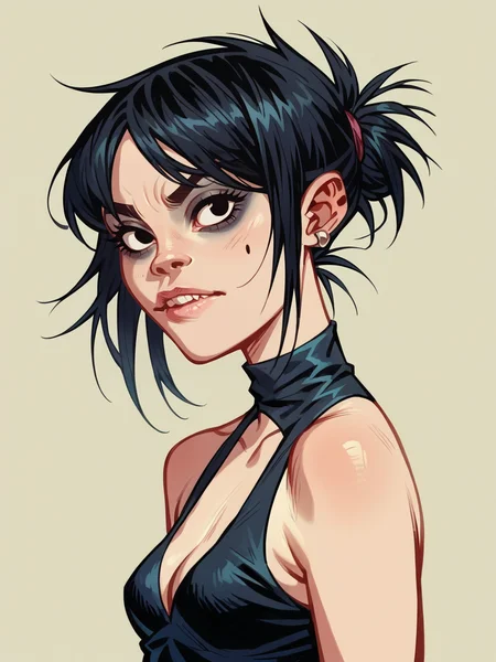 score_9, score_8_up, score_7_up, score_6_up, score_5_up, <lora:H3wl3ttXLP:1> h3wl3tt, 1girl, black hair,