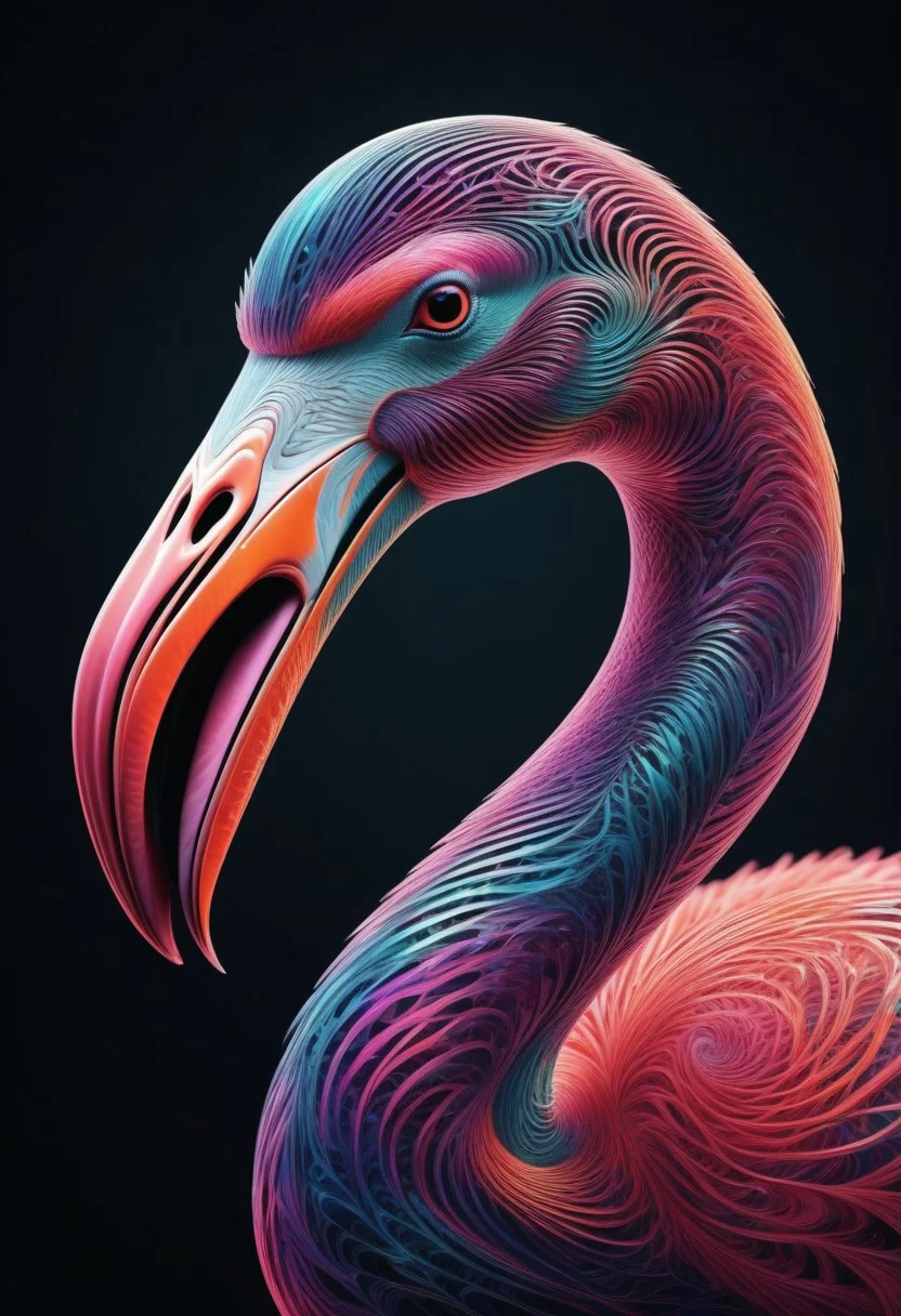 Flamingo made out of fractangles