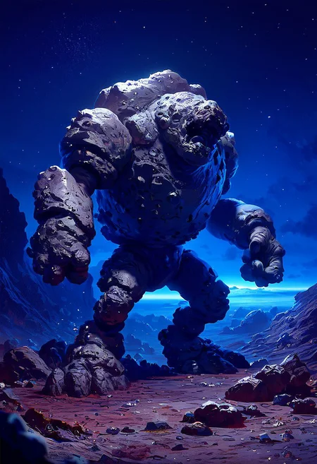 score_9,score_8_up,score_7_up, automaton:.7,
giant rock golem, rough rocks, rough stone, unpolished, dirty, ancient, STANDING, OUTERSPACE, STARTS, ASTEROID ROCK, SPACE, NIGHT