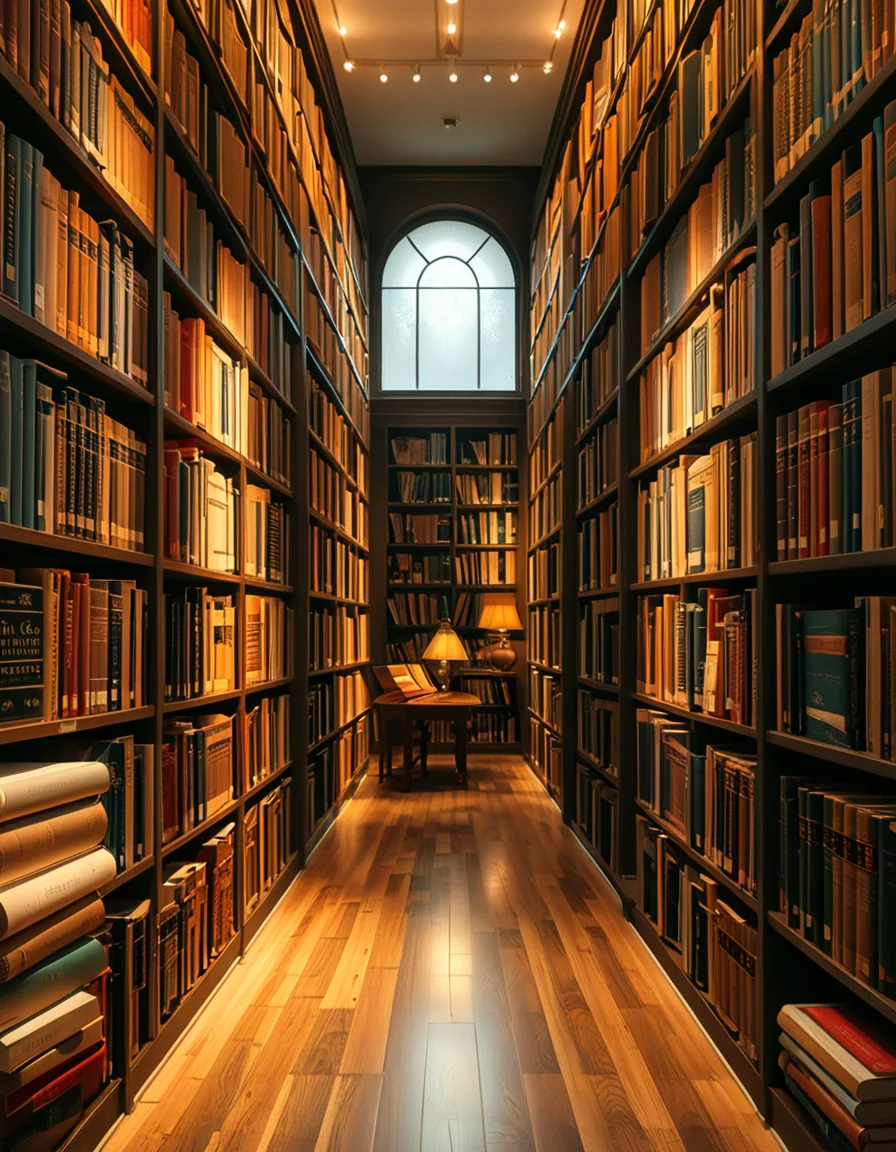 A quiet and well-organized aisle in a grand university library, lined with tall wooden bookshelves filled with countless books of various sizes and colors. The aisle is illuminated by soft, warm lighting from overhead lamps, casting a gentle glow on the polished wooden floor. A cozy reading nook with a wooden chair and a small desk is tucked into a corner, with an open book resting on the surface. The background features large arched windows letting in natural daylight, adding a serene and scholarly atmosphere. The perspective of the image leads down the aisle, creating depth, with book titles slightly visible on the spines. The ambiance is peaceful, evoking a sense of knowledge and intellectual curiosity.
<lora:SDXLFaeTastic2400:0.4> <lora:extremely_detailed:0.4> extremely detailed, <lora:University_Library_41sl3:1>,University Library 41sl3, Masterpiece,best quality,hi res,8k,hi res,8k,award winning,(sharp focus, intricate, highly detailed),