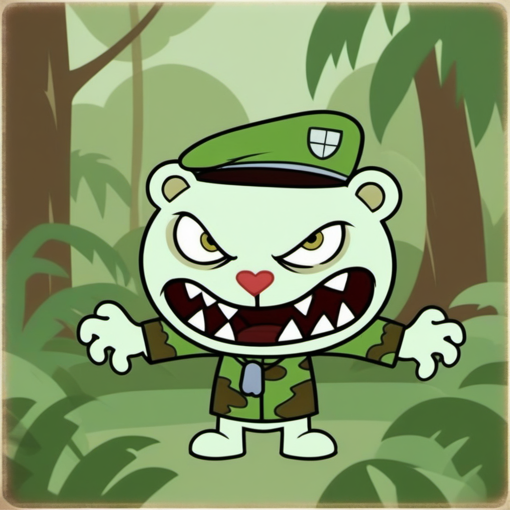 analog film photo  a cartoon crazy character in the jungle, blood <lora:Flippy1024:0.8> . faded film, desaturated, 35mm photo, grainy, vignette, vintage, Kodachrome, Lomography, stained, highly detailed, found footage