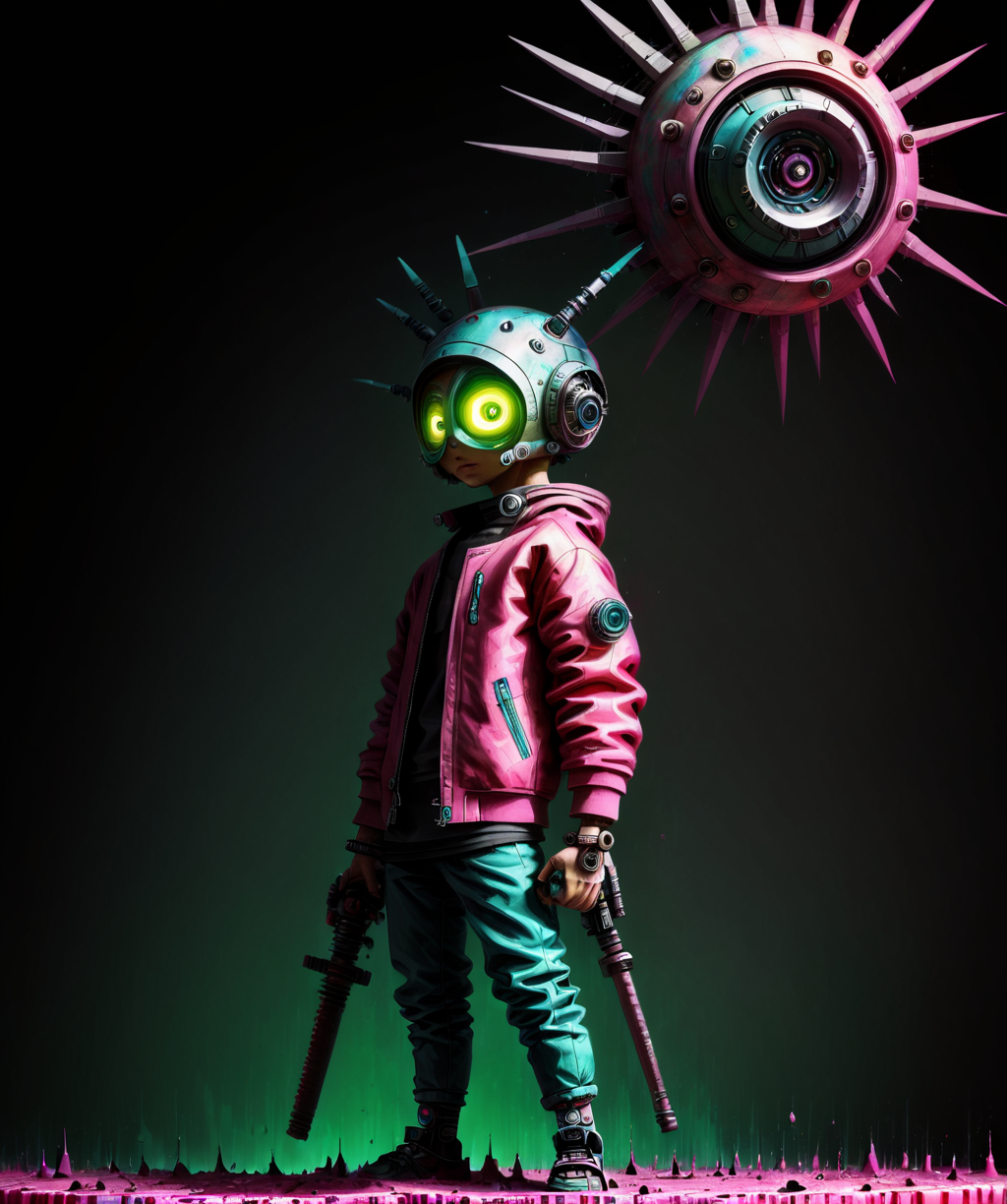 Amazing painting, boy, 10k ultra resolution, Science Fiction, weapon, <lora:drkkaw_epoch_10:0.8>