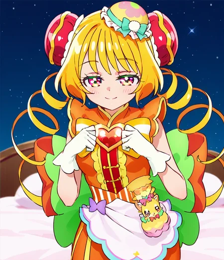score 9, score 8 up, score 7 up, detailed background, shiny skin,
<lora:cureyumyum.pony:1>,
cureyumyum,
large breasts, wide hips, 
 half-closed eyes, seductive smile, 
undressing,
night, bed,