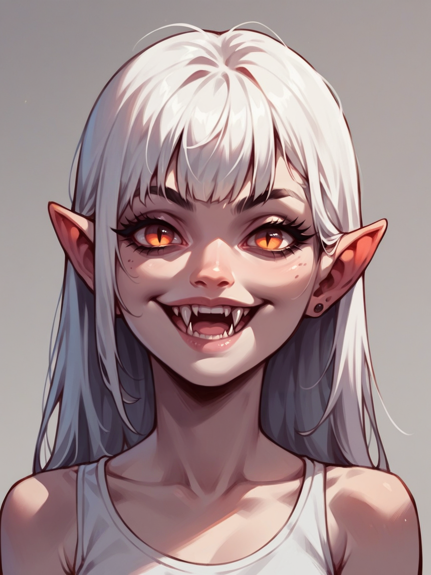 score_9, score_8_up, score_7_up, score_6_up, score_5_up,  <lora:f4ngXLP:0.7> f4ng, small fangs, 1girl, smile