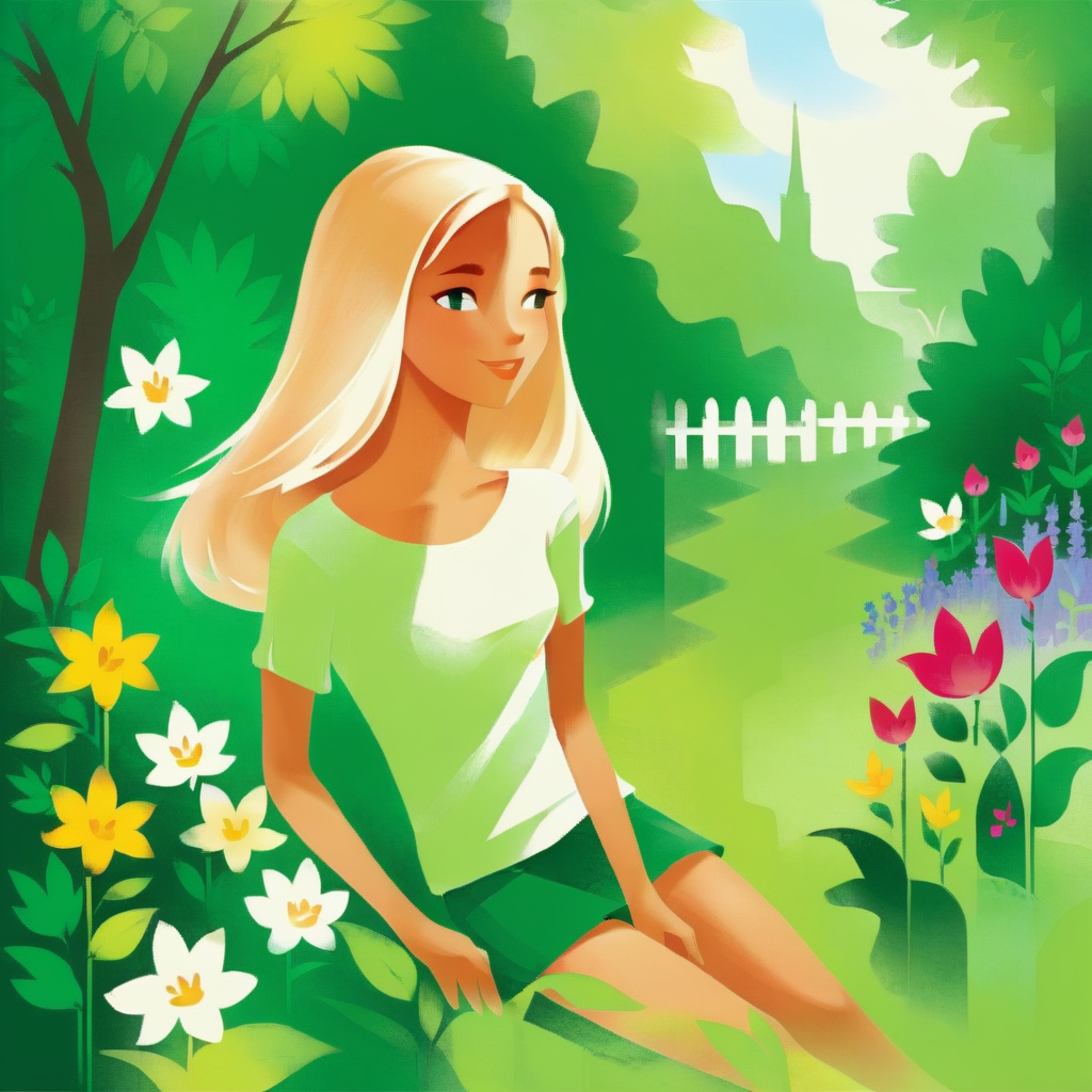 simplakart girl in garden<lora:simplakart:1>