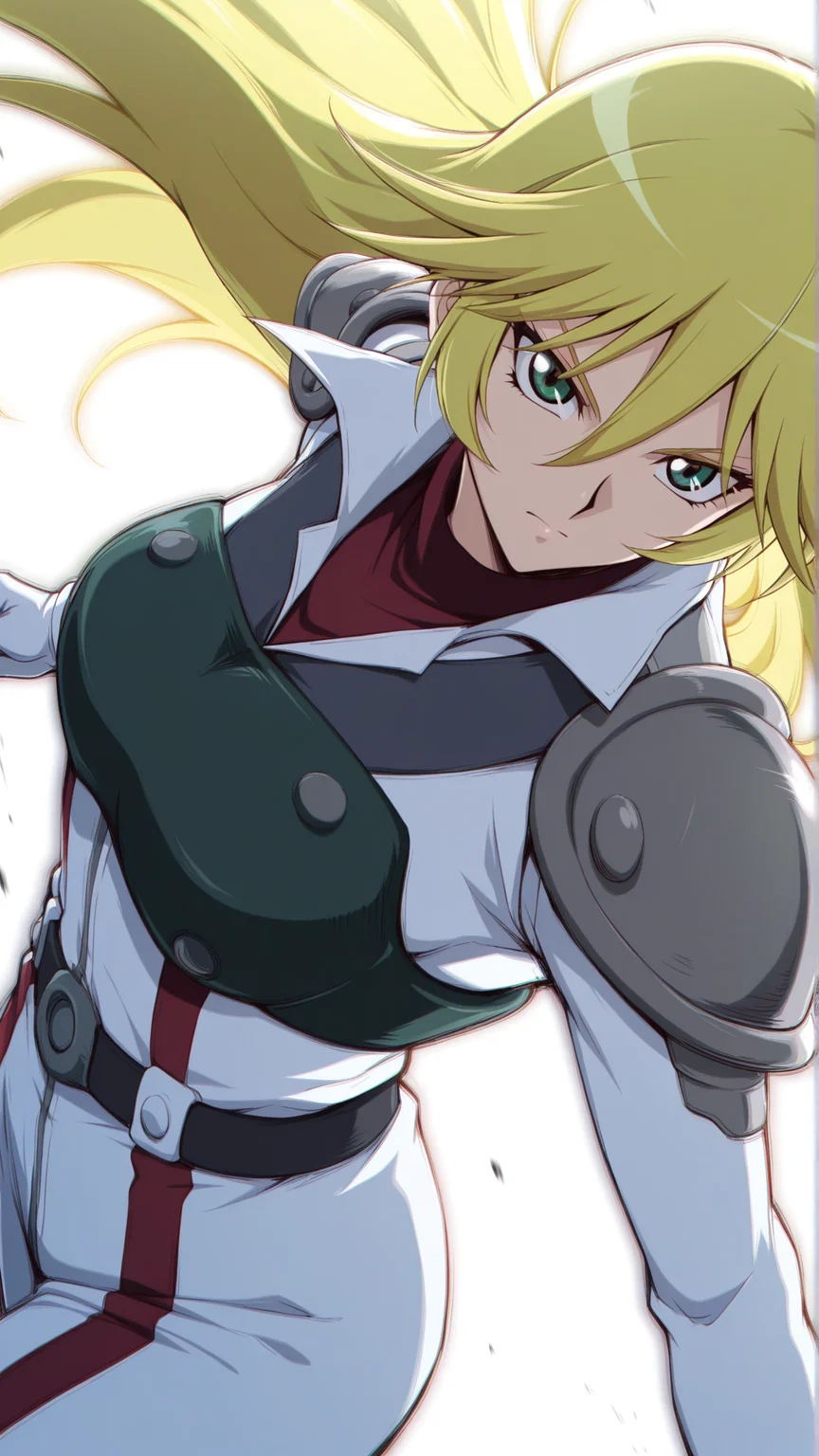 source_anime, general, best quality, masterpiece, 1girl, <lora:sherry_leblanc_ill_v1.1:1>sherry_leblanc\(yu-gi-oh!\),green eyes,blonde hair, hair between eyes, long hair,white pilot suit, shoulder armor ,cowboy shot, dynamic pose, dutch angle, serious,