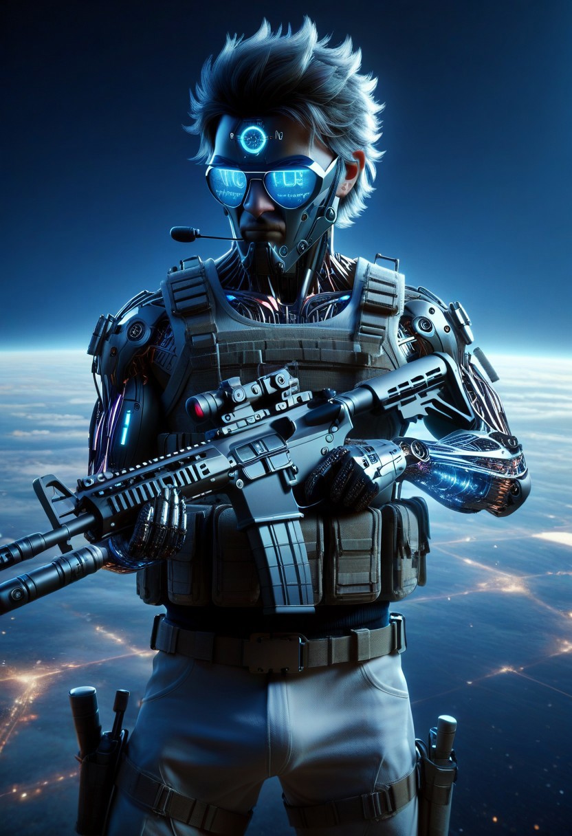 score_9, score_8_up, score_7_up, score_6_up, score_5_up, score_4_up, masterpiece, trending on artstation, high quality, Pixel-perfect precision, pristine detail, 8K resolution, high fidelity, Insane quality, <lora:Holding_Weapon_Lora_-_For_Pony_models:1> ho1ding-weap0n, 1boy, holding rifle, military, standing, wearing tank top, cyberpunk