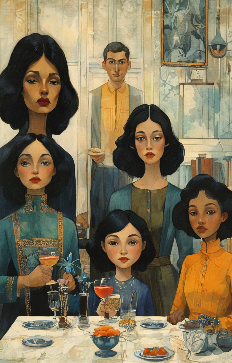 masterpiece,best quality,<lora:tbh137-sdxl:0.85>,portrait of people,illustration,style of Diane Dillon,