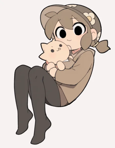 zPDXL, score_9, score_8_up, score_7_up, source_anime, flat color, sketch,
1girl, solo, :\3, (baby carry), brown hair, low ponytail, brown hat, brown jacket, brown shirt, brown skirt, black leggings, black eyes, chibi,
<lora:TemmieChang_ver2:1> tmchng,