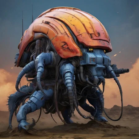 biopunkai, isopod-like, battle tanks, battle mechs, tank battle, vibrant colors, Ultra Realistic, exaggerated, detailed background,