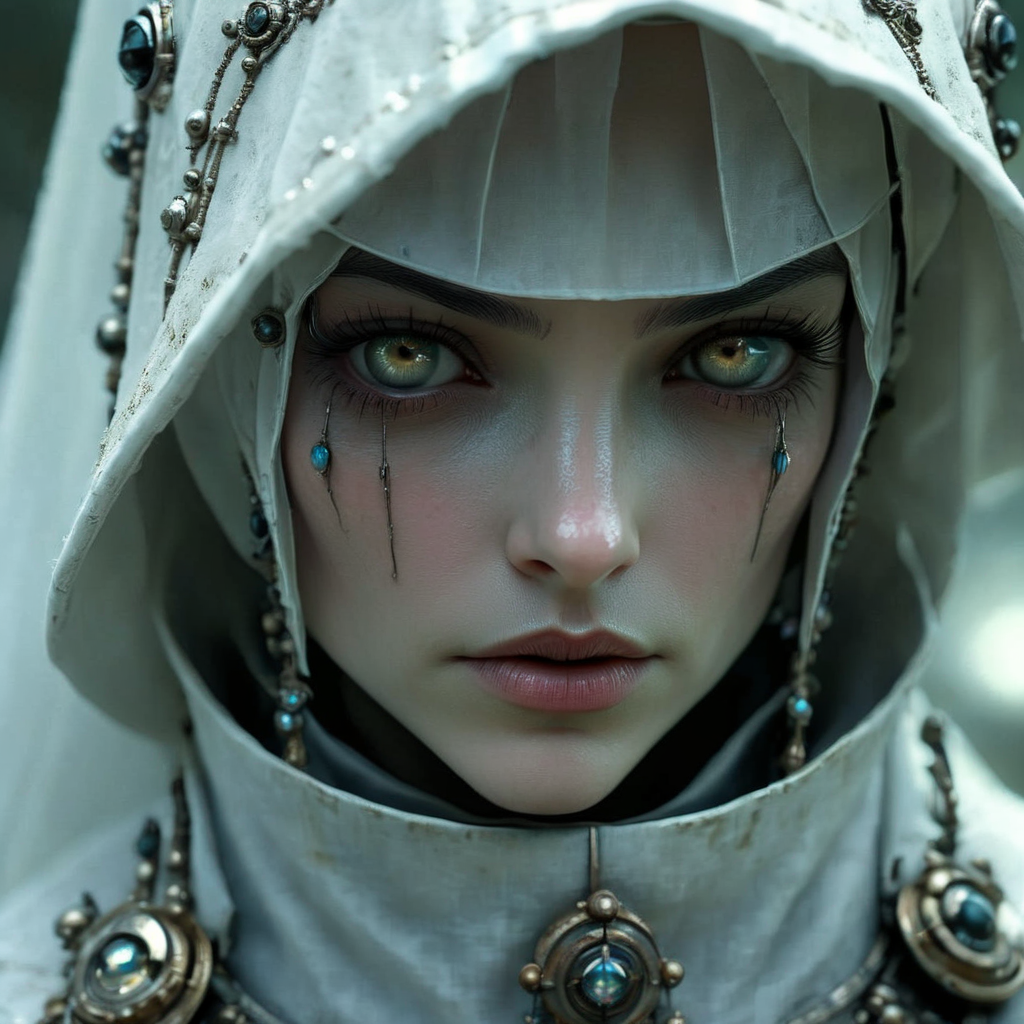 armavena close up nun, very detailed, cinematic, darkness <lora:armavena:1>