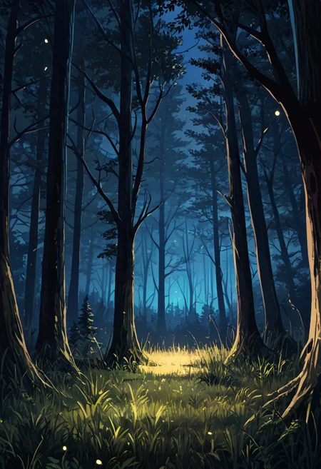 score_9,  score_7_up,  forest, no humans, grass,  night,   <lora:Forest 3:1>