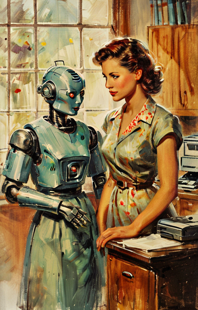 masterpiece,best quality,<lora:tbh4-sdxl:0.9>,illustration, portrait of Housework robots