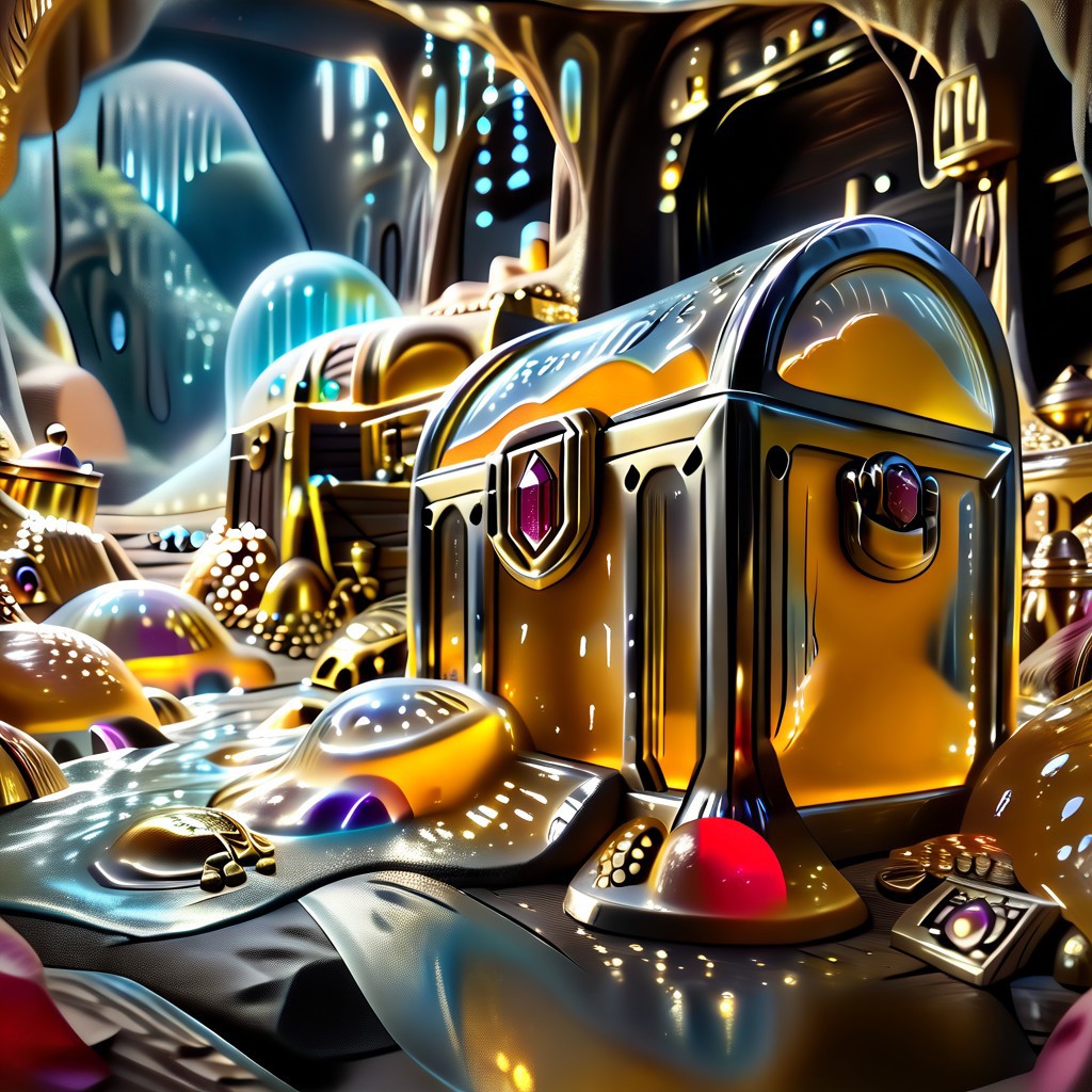 chalice made out of slime, fancy cup made out of slime, fancy chalice made out of slime, Detailed chalice made out of gold slime, Gem-studded slime chalice, multi-colored gems made out of slime, in a room of treasure made out of slime,  gold coins and bars made out of slime, wood-like treasure chest made out of slime, wood-colored slime chest, 
treasure-room, treasure, treasure chest, gemstone, coins, gold bars, gold pile, 
everything made of slime, No simple background,
((translucent slime)), ((transparent slime)), (bioluminescent slime), sl1m3, slime, great lighting, even lighting, no bright spots,