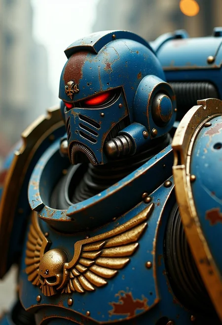 Warhammer 40k space marine portrait without helmet, scar over eye, ultra-detailed