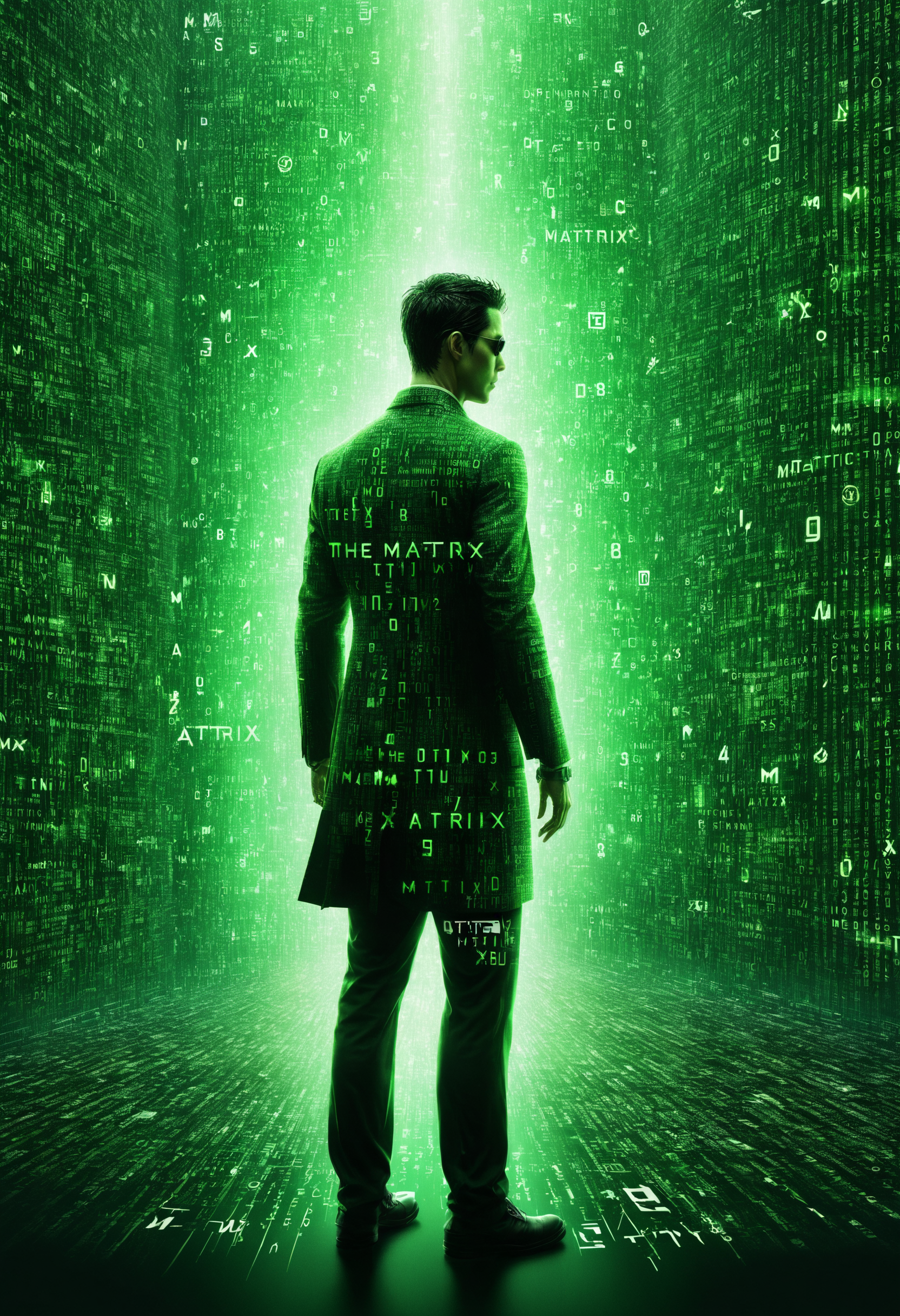 the silhouette of a person, double exposure, green matrix glyphs flying past, digital art, amazing quality, very detailed, trending on artstation, poster art with (text logo "THE MATRIX":1.5) <lora:dvr-txt:0.8> dvr-txt
