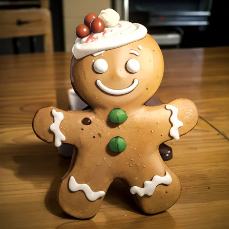 <lora:Sugimori_Ken_Style_v2:0.8>,((masterpiece,best quality)), absurdres, <lora:Gingerbread_Man:0.8>, Gingerbread_Man, food, cookie, food focus, no humans, solo, smile,