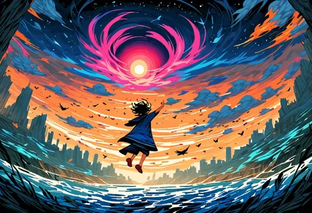 score_9, score_8_up, score_7_up, score_6_up,score_5_up,score_4_up, source_anime,
cosmic, floating hair, floating clothes, motion blur, wind, wind lift, falling leaves, bird,
<lora:StS_detail_slider_v1:-2> <lora:d3p1x3lXLP:0.9> d3p1x3l, pixel art, <lora:cr33pXLP:1> cr33p, <lora:rain-style:0.25>