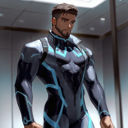 <lora:Professor_Turo__Pokémon-000007:.8>, Professor Turo, grey brown hair, facial hair, bodysuit, open clothing, unzipped,
cowboy shot,
(very short hair, beard, bara, mature, facial hair, stubble, beard, full beard, sideburn, beard, a lot of beard, ), facial hair,male focus, muscular male, muscular male, bara, mature, bara, mature, aixiwuganda_(20222192), very awa, masterpiece, best quality, absurdres, newest, perfect quality, detailed background, intricate details,
<lora:slider_Body Type_alpha1.0_rank4_noxattn_last:3><lora:style_Anime Summer Days 2 Style SDXL_LoRA_Pony Diffusion V6 XL:.6><lora:slider_cfg_scale_boost:.7><lora:Artist6p:.55>, Artist6p, Artist04p,<lora:slider_il_brightness_slider_d1:-1><lora:slider_il_contrast_slider_d1:-1><lora:slider_DarkSlider1.2_alpha1.0_rank16_full_300steps:-.6>