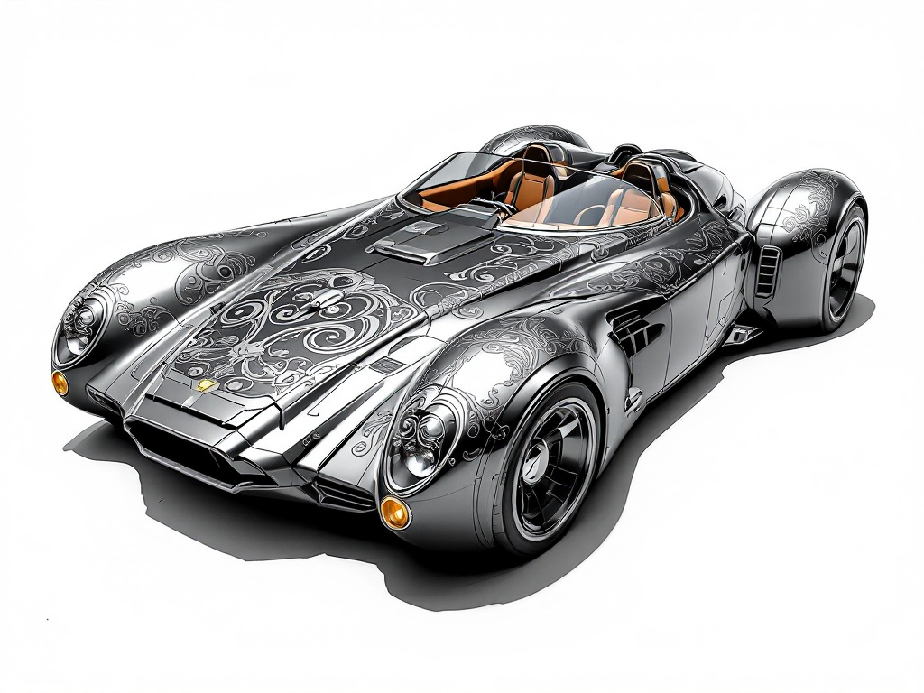 concept design car, armored vehicle , all terrain vehicle , but silk and fast , design by syd mead