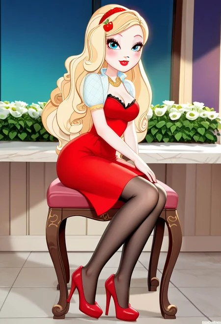 score_9, score_8_up, score_7_up, score_6_up, score_5_up, best high quality, high res, human, equestria girls, g4, cute, female, large butt, presenting, sexy, solo, solo female, 
OverallDetail, masterpiece, best quality, score_9, score_8_up, looking at partner, lidded eyes, solo, 1girl, adult woman, 20 years old, 
easynegative,  applewhite, blue eyes, hair ornament, blonde hair, lipstick, red lips, red dress, side slit, cleavage,  black pantyhose, red heels,  
five fingers, close-up, female, show accurate, breasts, cute, blush, masterpiece, best quality, source_cartoon, thin, tall, makeup, full body visible, 
wide hips, indoors, detailed, beautiful, anatomically correct, blushing, breasts, big breasts, blushing, cleavage,  
side view, night time, outdoors, irl, realistic style, disney style, sitting on a chair, back view, looking at viewer, ass