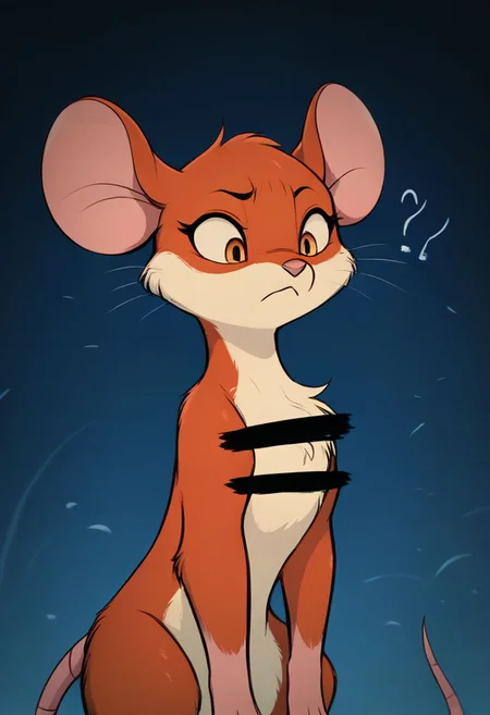 score_9, score_8_up, score_8, solo, (fluffy:0.8), (feral:1.3), furry, (((mouse))), female, claws, (fluffy cheeks:0.7), (naked), (solo:2), j_cartoon, cute, (portrait:2), (looking down:1.5), (confused expression:1.5), Censor Bar, ???, chest fluff