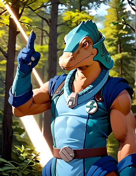 score_9, score_8_up, score_7_up,
<lora:Allo_(Dinosaucers)_(Pony)_(AD):1> Allo, Dinosaucers, dinosaur, muscular, armor, chest armor, brown skin,
8K, In'ei, chiaroscuro, depth of field, side lighting, clear_eyes,
perfect hands, perfect proportions, peak physical perfection, perfect male physique, impressive physique,
dynamic action pose, detailed anime background, detailed photographic fluffy anime clouds, masterclass anime, alluring gaze, dynamic lighting, photographic realism, mountain forest,
BREAK zPDXL, ponyxl,