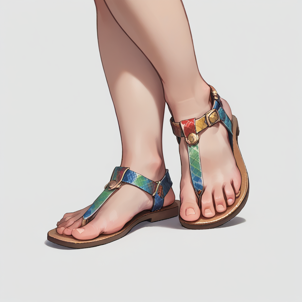 score_9, score_8_up, score_7_up, score_6_up, scource_anime, high quality, best quality, masterpiece, detailed, fca_style,
1girl, close-up, feet, foot focus, walking, tbarsandals, sandals, rainbow footwear, simple background, <lora:fca_style_v2.1_pony:1> <lora:Smooth_Anime_2_Style_SDXL_LoRA_Pony_Diffusion_V6_XL:1> <lora:T-Bar_Sandals_Pony-000010:0.85>