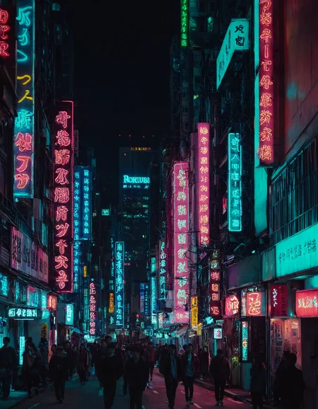 <lora:RokuSignHD:1>,rokusignhd,scenery,building,city,outdoors,cityscape,skyscraper,city lights,, a city street filled with lots of neon signs and buildings at night time with people walking around the street [2]
