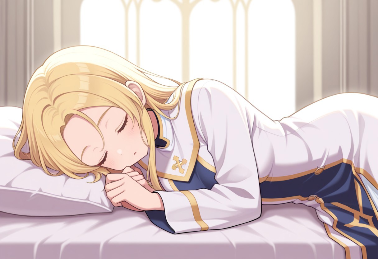 masterpiece, best quality, 32k, high resolution, absurdres, cleric, sleeping